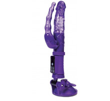 Фиолетовый анально-вагинальный вибратор на присоске A-toys