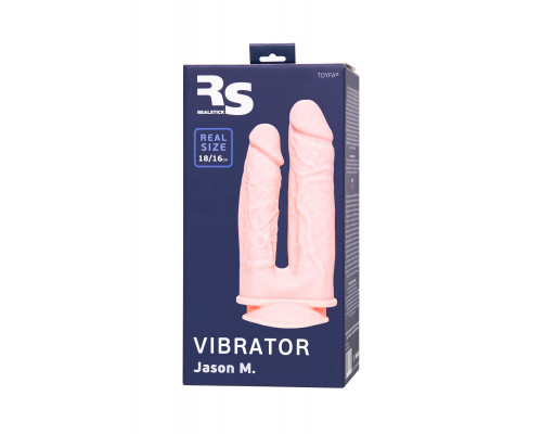 Телесный анально-вагинальный вибратор RealStick Silicone Jason M - 18 см.