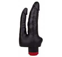 Двойной вибромассажёр чёрного цвета - 17 см.