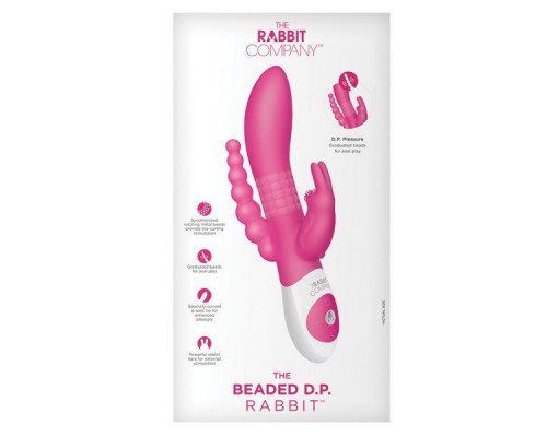 Заказать Розовый вибратор-кролик с анальным отростком The Beaded D.P.Rabbit