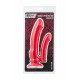 Заказать Красный вибратор для двойного проникновения - 19,5 см.