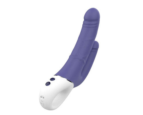 Заказать Синий анально-вагинальный вибратор Double Pleasure - 23,5 см.