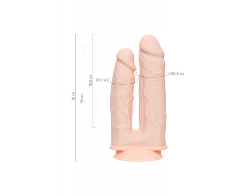 Телесный анально-вагинальный вибратор RealStick Silicone Jason M - 18 см.