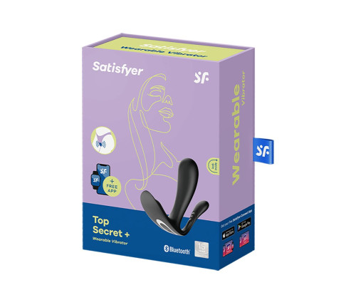 Черный анально-вагинальный вибромассажер Top Secret+