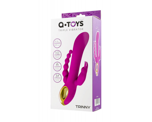 Лиловый тройной вибратор Trinny - 21,5 см.