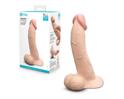 Заказать Телесный анальный фаллоимитатор Slipskin 9’’ Curved - 22 см.