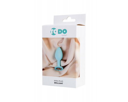 Мятная анальная втулка Brilliant с прозрачным кристаллом - 8 см.