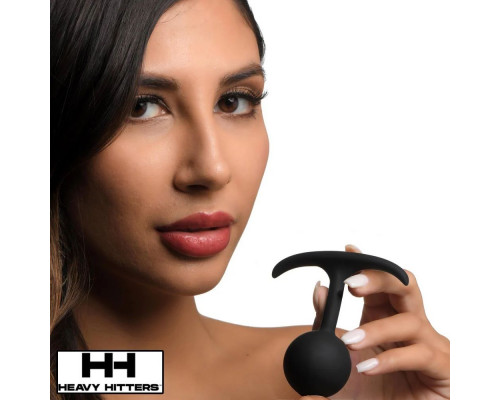 Заказать Черная анальная пробка с утяжелением Premium Silicone 3.3  Weighted Round Plug - 8,4 см.
