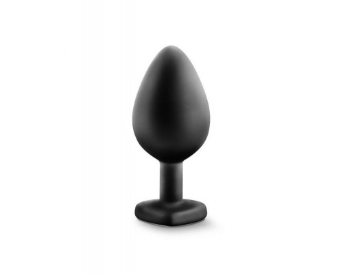 Заказать Черная анальная втулка с прозрачным кристаллом Bling Plug Medium - 8,2 см.