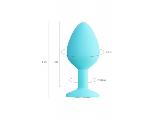 Мятная анальная втулка Brilliant с прозрачным кристаллом - 8 см.