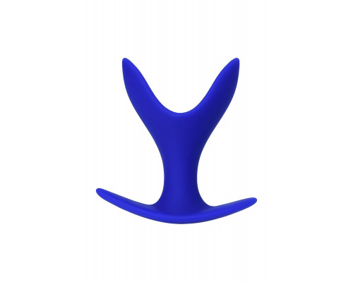 Синяя силиконовая расширяющая анальная пробка Bloom - 8,5 см.