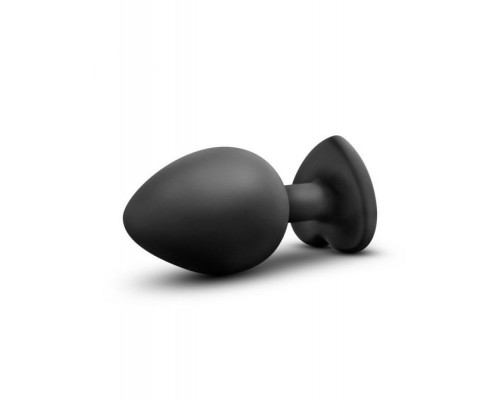 Заказать Черная анальная втулка с прозрачным кристаллом Bling Plug Medium - 8,2 см.