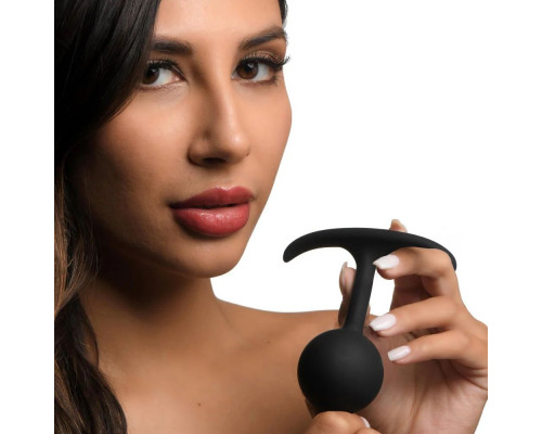 Заказать Черная анальная пробка с утяжелением Premium Silicone 3.9  Weighted Round Plug - 9,9 см.