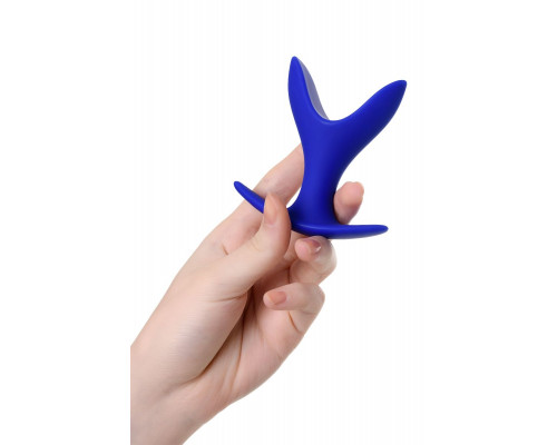 Синяя силиконовая расширяющая анальная пробка Bloom - 8,5 см.