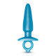 Заказать Голубая анальная пробка с кольцом Sleek Tapered Silicone Plug - 15 см.