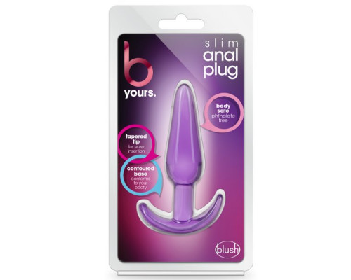 Заказать Фиолетовая анальная пробка в форме якоря Slim Anal Plug - 10,8 см.