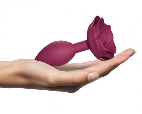 Заказать Сливовая анальная пробка с ограничителем-розой Open Rose Size M Butt Plug