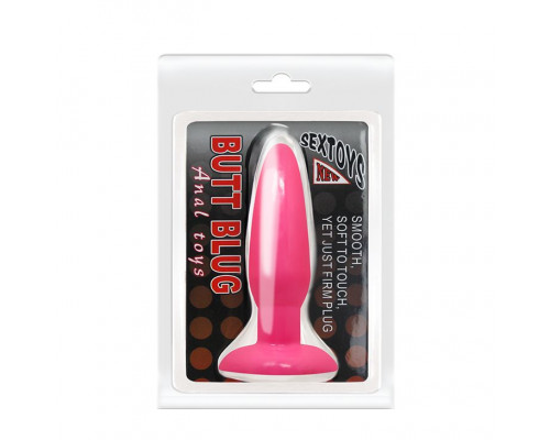 Розовая анальная пробка с подошвой-присоской - 13,5 см.