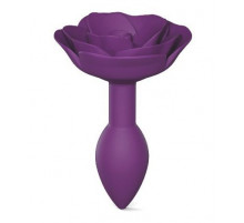 Фиолетовая анальная пробка с ограничителем-розой Open Rose Size S Butt Plug