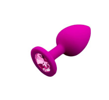 Маленькая розовая силиконовая пробка с розовым кристаллом - 7,5 см.