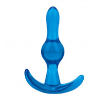 Голубой анальный стимулятор Tear Drop Butt Plug - 8,9 см.