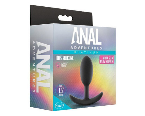 Заказать Черная анальная пробка Silicone Vibra Slim Plug Medium - 10,2 см.