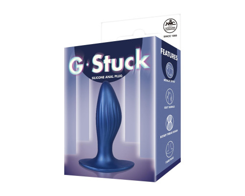 Синяя анальная пробка G Stuck Silicone Anal Plug - 12,5 см.