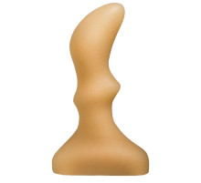 Телесная изогнутая анальная пробка - 10 см.