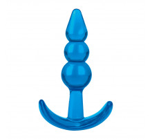Голубой анальный плаг Beginners Beaded Plug - 9,5 см.