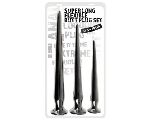 Заказать Набор из 3 длинных анальных пробок Super Long Flexible Butt Plug Set
