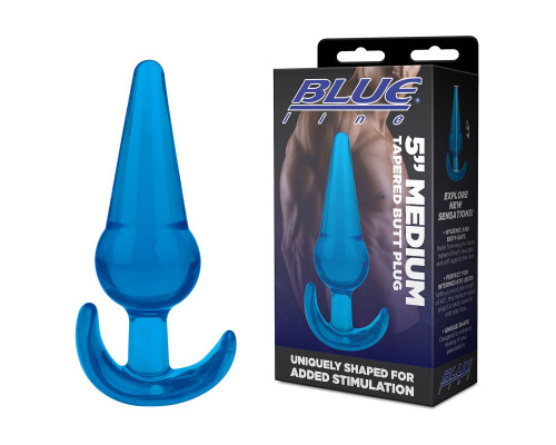 Заказать Голубая анальная пробка конической формы Medium Tapered Butt Plug - 12,7 см.
