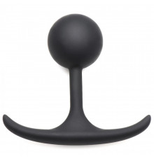 Черная анальная пробка с утяжелением Premium Silicone 3.3  Weighted Round Plug - 8,4 см.