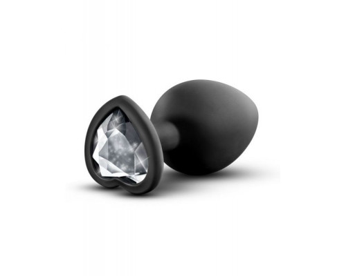 Заказать Черная анальная втулка с прозрачным кристаллом Bling Plug Medium - 8,2 см.