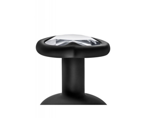 Заказать Черная анальная втулка с прозрачным кристаллом Bling Plug Medium - 8,2 см.