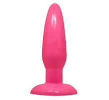Розовая анальная пробка с подошвой-присоской - 13,5 см.