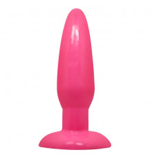 Розовая анальная пробка с подошвой-присоской - 13,5 см.