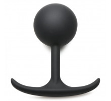 Черная анальная пробка с утяжелением Comfort Plugs Premium Silicone 4.7’’ Weighted Round Plug - 12 см.