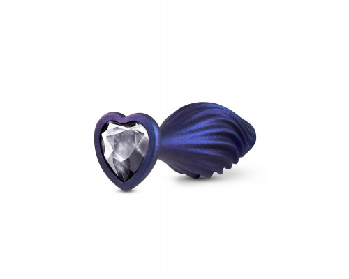 Фиолетовая анальная пробка с кристаллом-сердцем Matrix Swirling Bling Plug - 11,4 см.