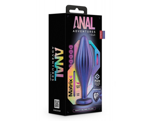 Фиолетовая анальная пробка с кристаллом-сердцем Matrix Wavy Bling Plug - 11,4 см.