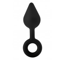Черная анальная пробка с ручкой-кольцом XL Single Drop Plug - 14 см.