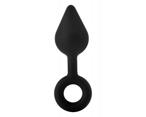 Черная анальная пробка с ручкой-кольцом XL Single Drop Plug - 14 см.