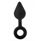 Черная анальная пробка с ручкой-кольцом XL Single Drop Plug - 14 см.