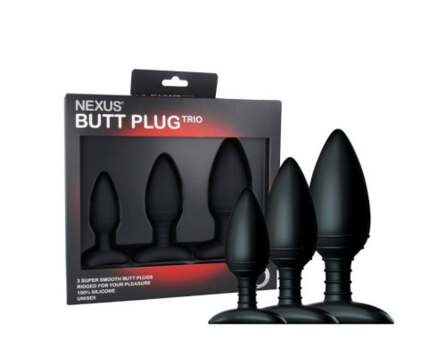 Заказать Набор из 3 черных анальных втулок NEXUS BUTT PLUG TRIO SET