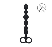 Черная анальная цепочка Beaded Silicone Anal Probe with Double Loop - 24 см.