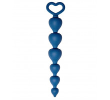 Синяя анальная цепочка Heart Ray - 17,5 см.