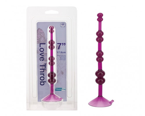 Заказать Фиолетовая анальная цепочка на присоске LOVE THROB PURPLE - 17,8 см.