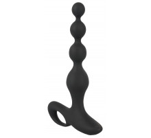 Черная анальная цепочка с вибрацией Rechargeable Anal Beads - 20 см.