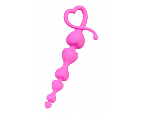 Розовая силиконовая анальная цепочка Sweety - 18,5 см.