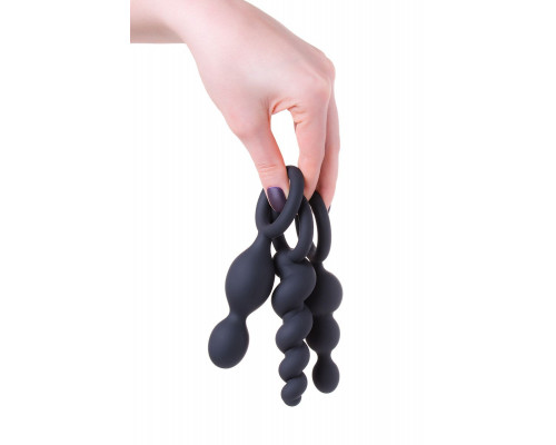 Заказать Набор чёрных анальных цепочек Satisfyer Booty Call