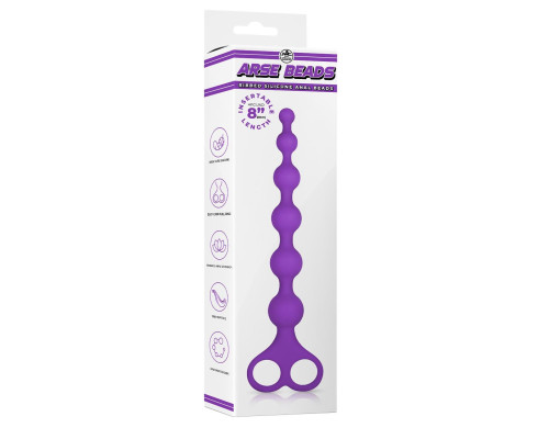 Фиолетовая анальная цепочка 8 Inch Ribbed Silicone Anal Beads - 26 см.